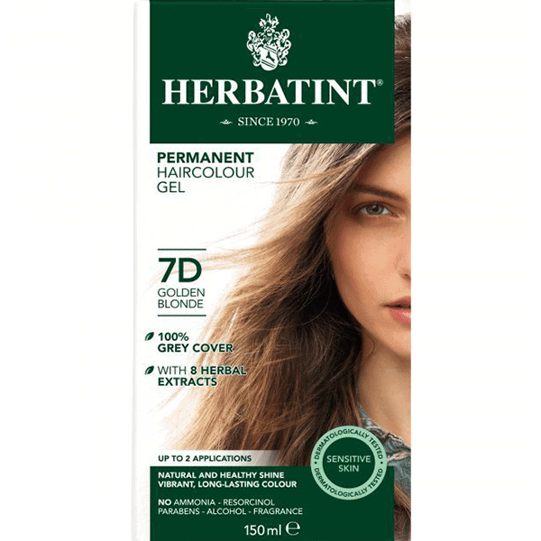 צבע טבעי לשיער – גוון בלונד מוזהב כהה 7D – הרבטינט HERBATINT