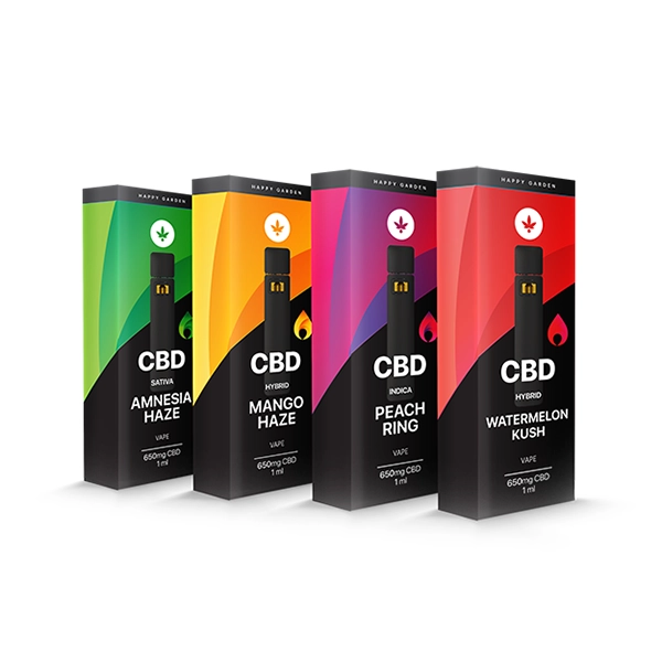 וייפ אידוי CBD בטעמים לבחירה – 4 אריזות – 650 מ״ג לאריזה – וייפ Happy Vape